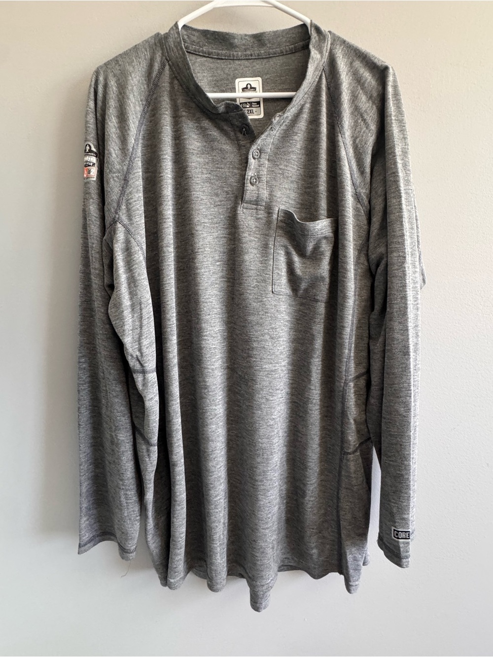 Ergodyne FR Henley Shirt 2XL Gray Flame Resistant Workwear HRC2